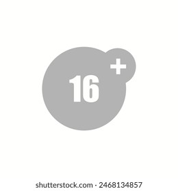 Symbol 16 + auf weißem Hintergrund, auf einer Vektorillustration