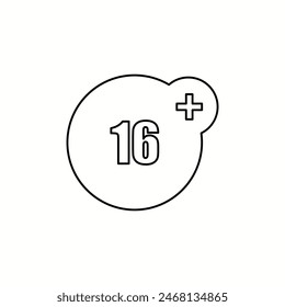 icon 16 + on a white background, on a vector illustration