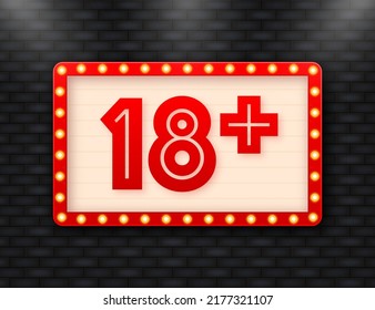 Symbol mit 18 plus. Unterschrift unter 18 nicht. Erwachsener Inhalt