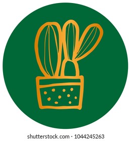 Icon 2 Beauty Mexican Cactus Cacti Succulent Thorn Abstract Art Logo - Gold, Green, Summer, Plant,  Cute, Hand Drawing, Doodle, Object, Symbol. Graphic Design Resource, Elements, Vector Illustration.