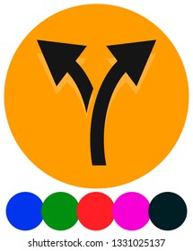 Icon with 2 way arrow. Branch, diversion icon