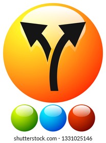 Icon with 2 way arrow. Branch, diversion icon
