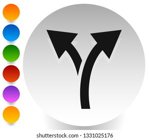 Icon with 2 way arrow. Branch, diversion icon