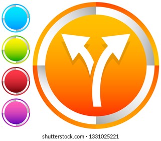 Icon with 2 way arrow. Branch, diversion icon