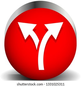 Icon with 2 way arrow. Branch, diversion icon