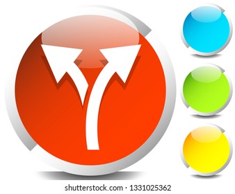 Icon with 2 way arrow. Branch, diversion icon