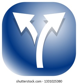 Icon with 2 way arrow. Branch, diversion icon