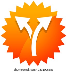 Icon with 2 way arrow. Branch, diversion icon