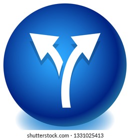 Icon with 2 way arrow. Branch, diversion icon