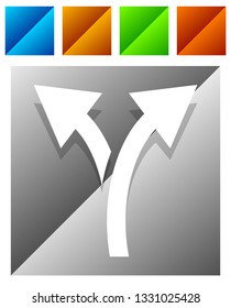 Icon with 2 way arrow. Branch, diversion icon