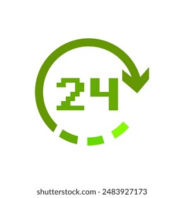 icon 24 by 7, round the clock, vector illustration