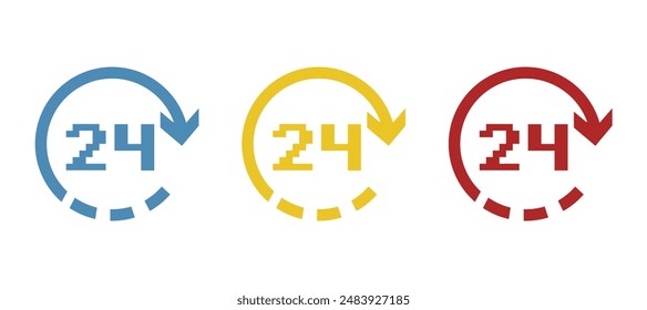 icon 24 by 7, round the clock, vector illustration