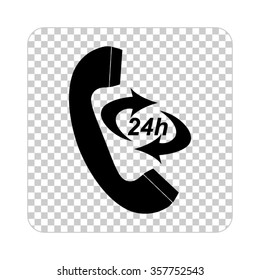 Icon 24 Hour Call Center  - black vector icon
