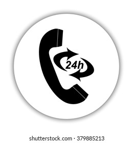 Icon 24 Hour Call Center -  black vector icon
