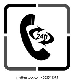 Icon 24 Hour Call Center  - black vector icon