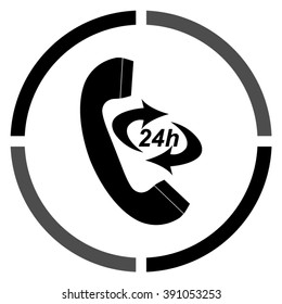 Icon 24 Hour Call Center  - black vector icon