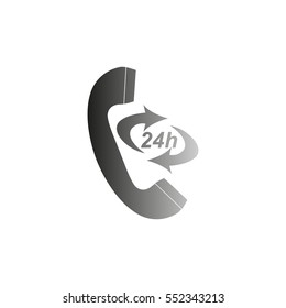 Icon 24 Hour Call Center - black vector  icon