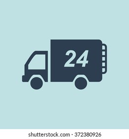 Icon of 24 Hour Delivery Motor Van. EPS-10.