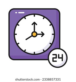 Un icono de servicio 24 horas y soporte en estilo editable, vector premium