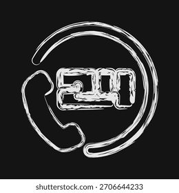Icon 24 hour support. Black Friday Sale elements. Icon in chalk style.