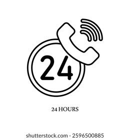 Icon a 24 hours, isolated against a clean background.