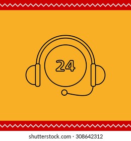Icon of 24-hour sing with headset