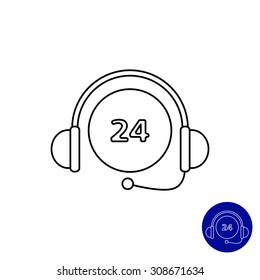 Icon of 24-hour sing with headset