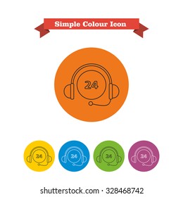 Icon of 24-hour sing with headset
