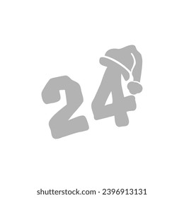 icon of the 24th year, new year on a white background, vector illustration