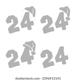 icon of the 24th year, new year on a white background, vector illustration