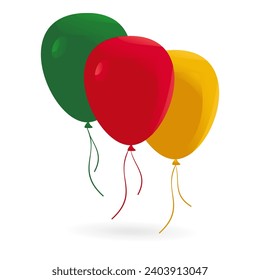 icon of 3 balloons in red, yellow and green. vector isolated on white background. design ornaments for parties, birthdays, anniversaries, Valentine's 