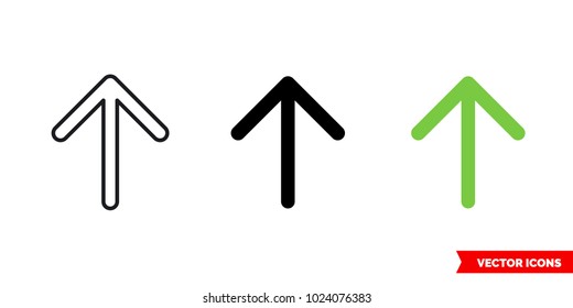 Up icon of 3 types: color, black and white, outline. Isolated vector sign symbol.