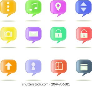 icon 3d bubble button color full symbol illustration isolated on white background