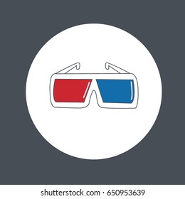 Icon 3D glasses. Flat style