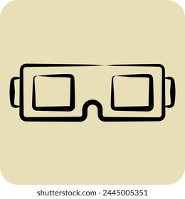 Icon 3D Glasses. related to Entertainment symbol. hand drawn style. simple design illustration