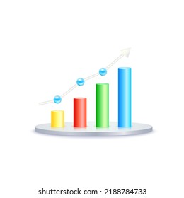 3D-Grafik-Wachstumsbestand. Wirtschaftstrends Investitionskonzept. Einzeln auf weißem Hintergrund. Vektorgrafik EPS10. 