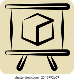 Icon 3D Presentation. related to 3D Visualization symbol. hand drawn style. simple design editable. simple illustration
