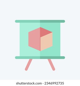 Icon 3D Presentation. related to 3D Visualization symbol. flat style. simple design editable. simple illustration