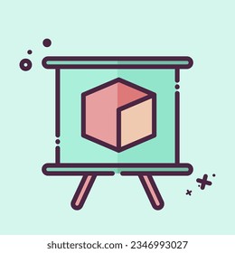 Icon 3D Presentation. related to 3D Visualization symbol. MBE style. simple design editable. simple illustration