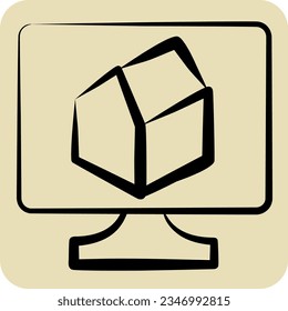 Icon 3D Rendering. related to 3D Visualization symbol. hand drawn style. simple design editable. simple illustration