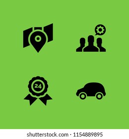 up icon. 4 up set with sticker, pin, small car and group vector icons for web and mobile app