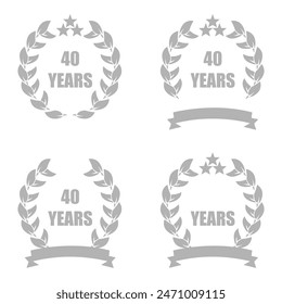 icon of 40 years, reward, crown, on a white background, vector illustration