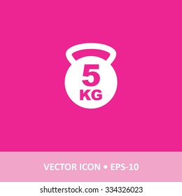 Icon of 5 Kg Weight on Magenta Color Background. Eps-10.