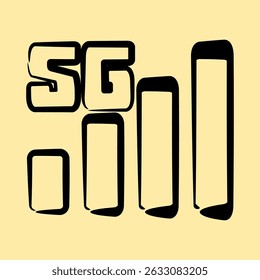 Ícone 5g. Elementos de rede da Internet. Ícone no estilo desenhado à mão.