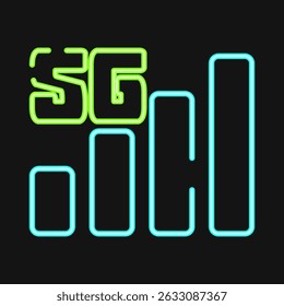 Icon 5g. Internet network elements. Icon in neon style.