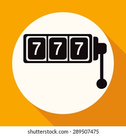 Icon 777 on white circle with a long shadow