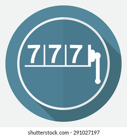 Icon 777 on white circle with a long shadow