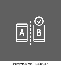 Icon Of AB Testing. Modern Devices, Choice, Result. Comparison Concept. Can Be Used For Topics Like Controlled Experiment, Research, Statistical Hypothesis Testing