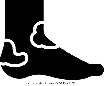 Icon of an abnormal foot condition, such as swelling due to diabetes, inflammation, rash, sores, or other skin problems on the feet or ankles