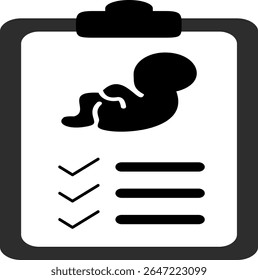 Ícone sobre o conselho de monitoramento da saúde do bebê, desenvolvimento e registro do feto, cuidado cuidadoso com a saúde do feto e pós-gravidez